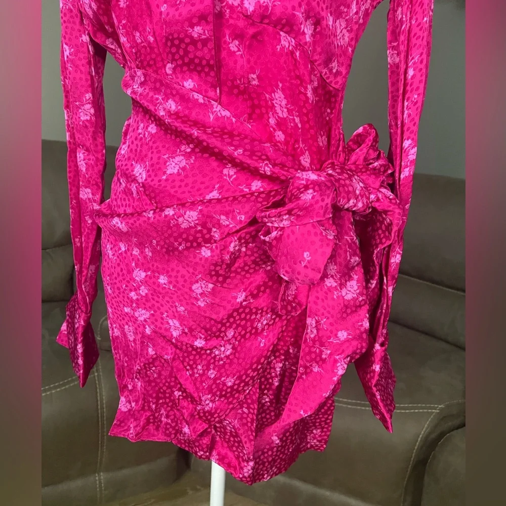 NWT Acler Evanston Satin Sheen Wrap Mini Dress Sz 2 Valentines Date Gift Party - Picture 9 of 16